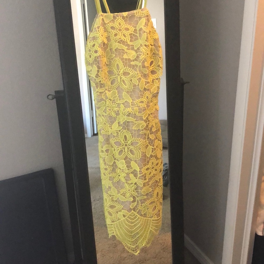 Yellow and nude dress